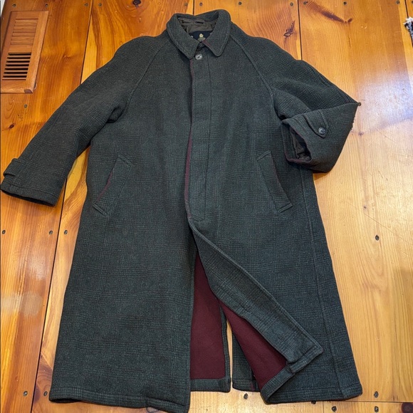 Barbour Other - Vintage BARBOUR Men's L Plaid Wool Trench Coat Jacket Collared T249 Long Coat
